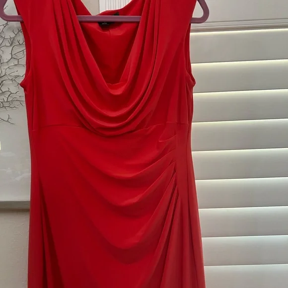 Elegant Bright Coral Sleeveless Dress Ralph Lauren, Size 12 - Picture 4 of 4